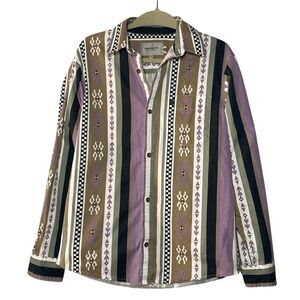 Carhartt Aztec Button Up Men’s XS WIP Coba Stripe Multicolor Long Sleeve Shirt